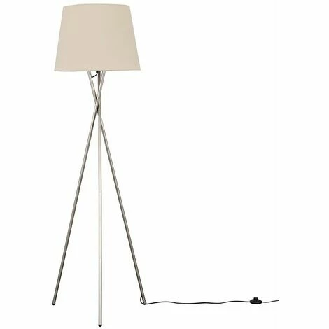 MINISUN Floor Lamp Tripod Camden Light in Brushed Chrome with Tapered Lampshade - Beige MINISUN Floor Lamp Tripod Camden Light In Brushed Chrome With Tapered Lampshade - Beige -MINISUN Shop 16594606 1
