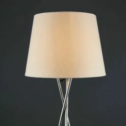 MINISUN Floor Lamp Tripod Camden Light In Brushed Chrome With Tapered Lampshade - Beige 4 MINISUN Floor Lamp Tripod Camden Light In Brushed Chrome With Tapered Lampshade - Beige -MINISUN Shop 16594606 3