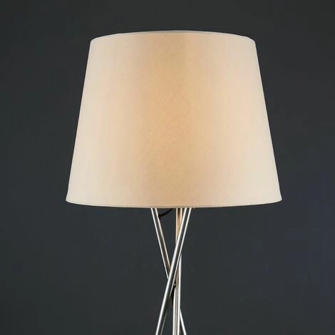MINISUN Floor Lamp Tripod Camden Light in Brushed Chrome with Tapered Lampshade - Beige MINISUN Floor Lamp Tripod Camden Light In Brushed Chrome With Tapered Lampshade - Beige -MINISUN Shop 16594606 3