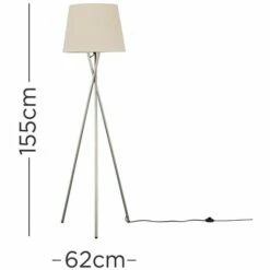 MINISUN Floor Lamp Tripod Camden Light In Brushed Chrome With Tapered Lampshade - Beige 5 MINISUN Floor Lamp Tripod Camden Light In Brushed Chrome With Tapered Lampshade - Beige -MINISUN Shop 16594606 4