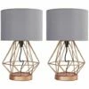 MINISUN 2 X Copper Touch Table Lamps + Grey Shade - Add LED Bulbs -MINISUN Shop 16594694 1