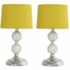 MINISUN 2 X Decorative Chrome & Mosaic Crackle Glass Table Lamps - Mustard - Including LED Bulb -MINISUN Shop 16594714 1