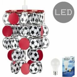 MINISUN Football Ceiling Light Shade + 6W LED Bulb - Red