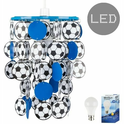 MINISUN Football Ceiling Light Shade + 6W LED Bulb - Blue MINISUN Football Ceiling Light Shade + 6W LED Bulb - Blue -MINISUN Shop 16647677 1