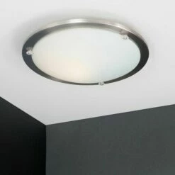 MINISUN Cymbal Flush Ceiling Light In Brushed Chrome + 4W LED Candle Bulb -MINISUN Shop 16647783 2