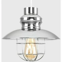 MINISUN Easy Fit Pendant Shade With ES E27 LED Bulb - Chrome -MINISUN Shop 16647836 2