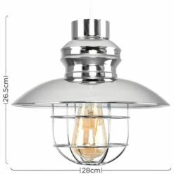 MINISUN Easy Fit Pendant Shade With ES E27 LED Bulb - Chrome -MINISUN Shop 16647836 4