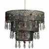 MINISUN Moroccan 3 Tier Distressed Ceiling Pendant Light Shade + Multi-coloured Acrylic Jewel Droplets - No Bulb -MINISUN Shop 16648021 1