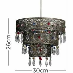 MINISUN Moroccan 3 Tier Distressed Ceiling Pendant Light Shade + Multi-coloured Acrylic Jewel Droplets - No Bulb 5 MINISUN Moroccan 3 Tier Distressed Ceiling Pendant Light Shade + Multi-coloured Acrylic Jewel Droplets - No Bulb -MINISUN Shop 16648021 4