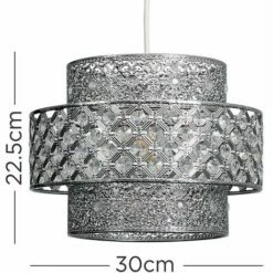 MINISUN 3 Tier Intricate Pattern Chrome Ceiling Pendant Light Shade With Clear Acrylic Crystal Jewels - No Bulb -MINISUN Shop 16648044 4