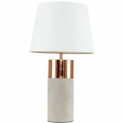 MINISUN 22173 Cement/Copper Cylindrical TL+23280 NE Small White TPD Shade+6W E27