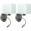 MINISUN Square Shade Hotel Wall Lights Reading Light Twin Pack - No Bulb -MINISUN Shop 16648634 1