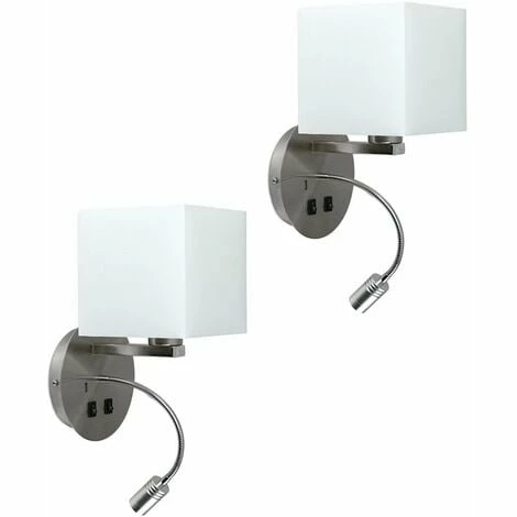 MINISUN Square Shade Hotel Wall Lights Reading Light USB Twin Pack - No Bulb MINISUN Square Shade Hotel Wall Lights Reading Light USB Twin Pack - No Bulb -MINISUN Shop 16648642 1