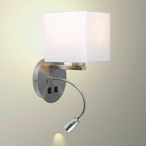MINISUN Square Shade Hotel Wall Lights Reading Light USB Twin Pack - No Bulb MINISUN Square Shade Hotel Wall Lights Reading Light USB Twin Pack - No Bulb -MINISUN Shop 16648642 2
