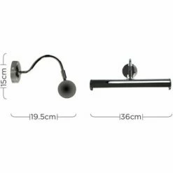 MINISUN 2 X Traditional Indoor Picture Wall Light Fittings - Black - No Bulb 5 MINISUN 2 X Traditional Indoor Picture Wall Light Fittings - Black - No Bulb -MINISUN Shop 16648701 4