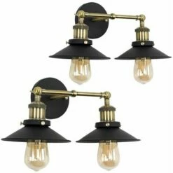 MINISUN 2 X 21032 Colonial S/PK A/Brass/BLK Twin Wall Light