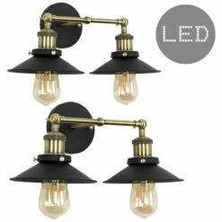 MINISUN 2 X 21032 Colonial S/PK A/Brass/BLK Twin WL+4x20325 4W E27