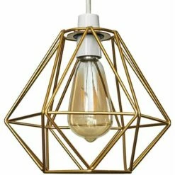 MINISUN Easy Fit Ceiling Light Shade + 4W LED Filament Bulb - Gold