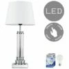 MINISUN Glass Column Touch Table Lamp Small Tapered Shade & LED Bulb - White -MINISUN Shop 16649011 1