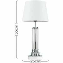MINISUN Glass Column Touch Table Lamp Small Tapered Shade & LED Bulb - White -MINISUN Shop 16649011 4