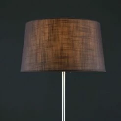 MINISUN Charlie Stem Floor Lamp In Brushed Chrome + Doretta Shade - Dark Grey -MINISUN Shop 16649460 3