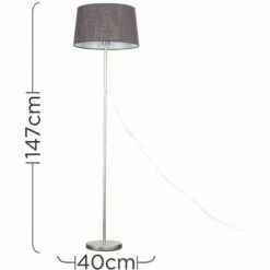 MINISUN Charlie Stem Floor Lamp In Brushed Chrome + Doretta Shade - Dark Grey -MINISUN Shop 16649460 4