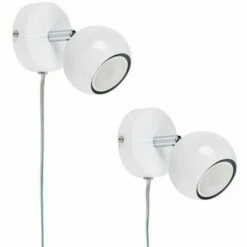MINISUN 2x Mini Retro Eyeball White Single Spotlight+2x5W GU10