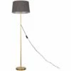 MINISUN Charlie Stem Floor Lamp In Gold With Doretta Shade - Grey - No Bulb -MINISUN Shop 16649571 1