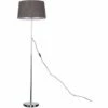 MINISUN Charlie Stem Floor Lamp In Chrome With Doretta Shade - Grey - No Bulb -MINISUN Shop 16649637 1