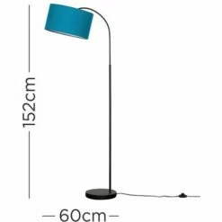 MINISUN Curved Floor Lamp In Black With Reni Shade - French Blue - No Bulb -MINISUN Shop 16650004 4