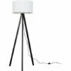 MINISUN Wooden Black Tripod Floor Lamp With Large Drum Shade - No Bulb -MINISUN Shop 16650007 1