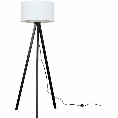 MINISUN Wooden Black Tripod Floor Lamp With Large Drum Shade - No Bulb MINISUN Wooden Black Tripod Floor Lamp With Large Drum Shade - No Bulb -MINISUN Shop 16650007 1