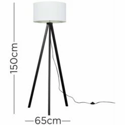 MINISUN Wooden Black Tripod Floor Lamp With Large Drum Shade - No Bulb 5 MINISUN Wooden Black Tripod Floor Lamp With Large Drum Shade - No Bulb -MINISUN Shop 16650007 4