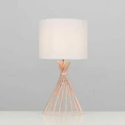MINISUN Metal Twist Table Lamp With Fabric Lampshade - Cool Grey - No Bulb -MINISUN Shop 16650077 2