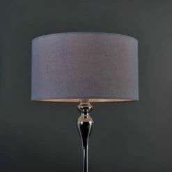 MINISUN Spindle Floor Lamp In Chrome With Drum Shade - Dark Grey -MINISUN Shop 16650207 3