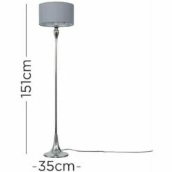 MINISUN Spindle Floor Lamp In Chrome With Drum Shade - Dark Grey -MINISUN Shop 16650207 4