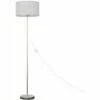 MINISUN Floor Lamp Charlie Stem Standing Light In Brushed Chrome With Cylinder Shade - Cool Grey -MINISUN Shop 16650249 1