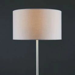 MINISUN Floor Lamp Charlie Stem Standing Light In Brushed Chrome With Cylinder Shade - Cool Grey -MINISUN Shop 16650249 3