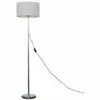 MINISUN Charlie Stem Floor Lamp In Chrome With Reni Shade - Cool Grey -MINISUN Shop 16650258 1