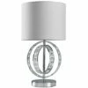 MINISUN Chrome Jewel Touch Table Lamp Grey Drum Lampshade - Cool Grey - No Bulb -MINISUN Shop 16650296 1