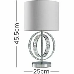 MINISUN Chrome Jewel Touch Table Lamp Grey Drum Lampshade - Cool Grey - No Bulb -MINISUN Shop 16650296 4