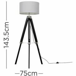 MINISUN Tripod Floor Lamp Clipper Standing Light In Black With Cylinder Shade - Cool Grey -MINISUN Shop 16650330 4