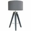 MINISUN Tripod Grey & Chrome Table Lamp Large Drum Shade - Dark Grey -MINISUN Shop 16650828 1