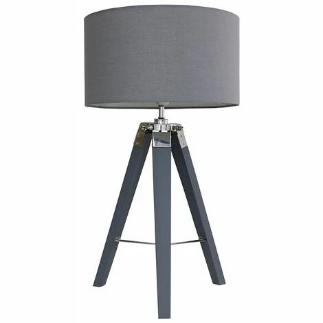 MINISUN Tripod Grey & Chrome LED Table Lamp Large Drum Shade + Bulb - Dark Grey MINISUN Tripod Grey & Chrome LED Table Lamp Large Drum Shade + Bulb - Dark Grey -MINISUN Shop 16650835 1