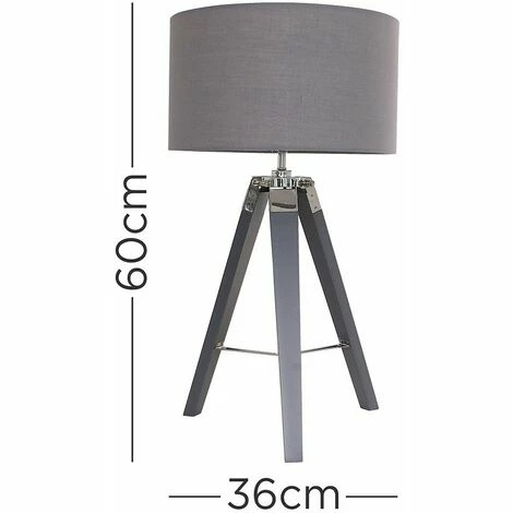 MINISUN Tripod Grey & Chrome LED Table Lamp Large Drum Shade + Bulb - Dark Grey MINISUN Tripod Grey & Chrome LED Table Lamp Large Drum Shade + Bulb - Dark Grey -MINISUN Shop 16650835 4
