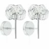 MINISUN 2 X Chrome & Clear Acrylic Jewel Intertwined Rings Pull Switch Wall Lights - No Bulbs -MINISUN Shop 16651426 1