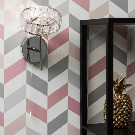 MINISUN 2 x Chrome & Clear Acrylic Jewel Intertwined Rings Pull Switch Wall Lights - No Bulbs MINISUN 2 X Chrome & Clear Acrylic Jewel Intertwined Rings Pull Switch Wall Lights - No Bulbs -MINISUN Shop 16651426 3