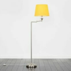 MINISUN Swing Arm Floor Lamp In Brushed Chrome With Tapered Shade - Mustard 3 MINISUN Swing Arm Floor Lamp In Brushed Chrome With Tapered Shade - Mustard -MINISUN Shop 16771335 2