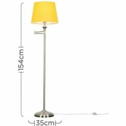 MINISUN Swing Arm Floor Lamp In Brushed Chrome With Tapered Shade - Mustard 5 MINISUN Swing Arm Floor Lamp In Brushed Chrome With Tapered Shade - Mustard -MINISUN Shop 16771335 4