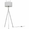 MINISUN Tripod Floor Lamp Crawford Standard Light In Chrome With Cylinder Lampshade - Cool Grey -MINISUN Shop 16796959 1